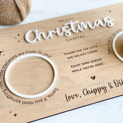 Milk and Macarons Tray, Santa Tray, Christmas Eve Tray, Christmas Macarons, Tray for Santa, Christmas Eve Gift, Santa Cookies, Christmas Tray