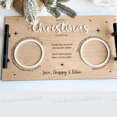 Milk and Macarons Tray, Santa Tray, Christmas Eve Tray, Christmas Macarons, Tray for Santa, Christmas Eve Gift, Santa Cookies, Christmas Tray