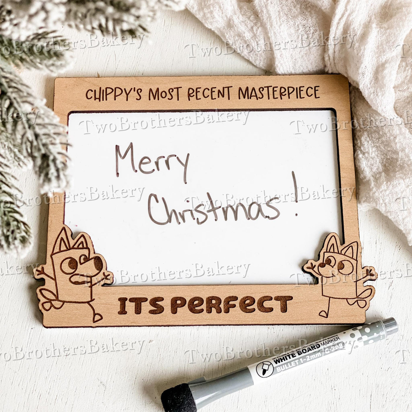 Personalized Kids Dry Erase Board - Bluey Inspired Reusable Art Display with Custom Name, Hanging or Magnetic Options, Artwork Showcase