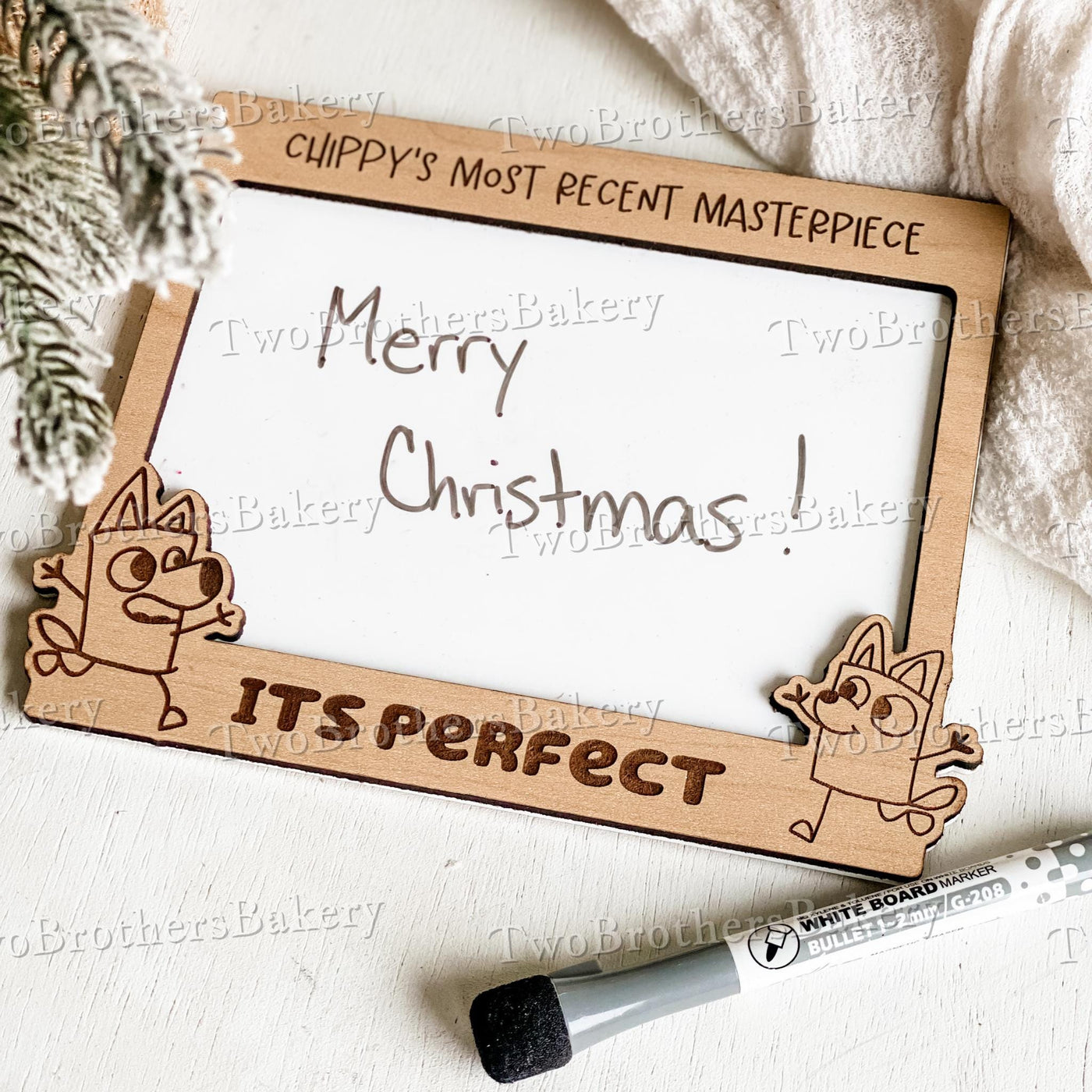 Personalized Kids Dry Erase Board - Bluey Inspired Reusable Art Display with Custom Name, Hanging or Magnetic Options, Artwork Showcase