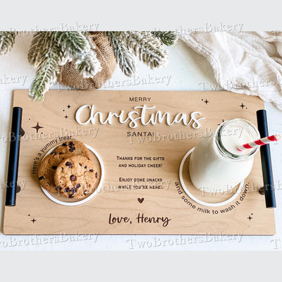 Milk and Cookie Tray, Santa Tray, Christmas Eve Tray, Christmas Cookies, Tray for Santa, Christmas Eve Gift, Santa Cookies, Christmas Tray