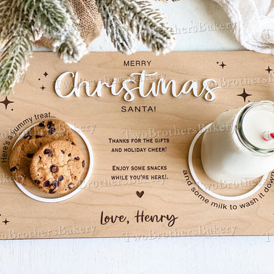 Milk and Cookie Tray, Santa Tray, Christmas Eve Tray, Christmas Cookies, Tray for Santa, Christmas Eve Gift, Santa Cookies, Christmas Tray