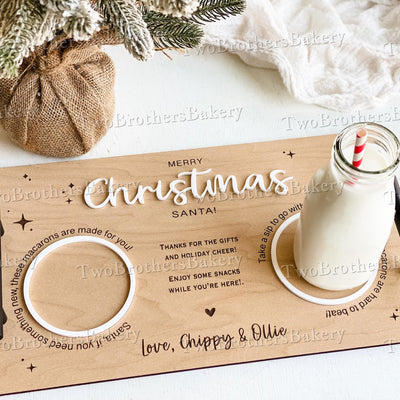 Milk and Macarons Tray, Santa Tray, Christmas Eve Tray, Christmas Macarons, Tray for Santa, Christmas Eve Gift, Santa Cookies, Christmas Tray