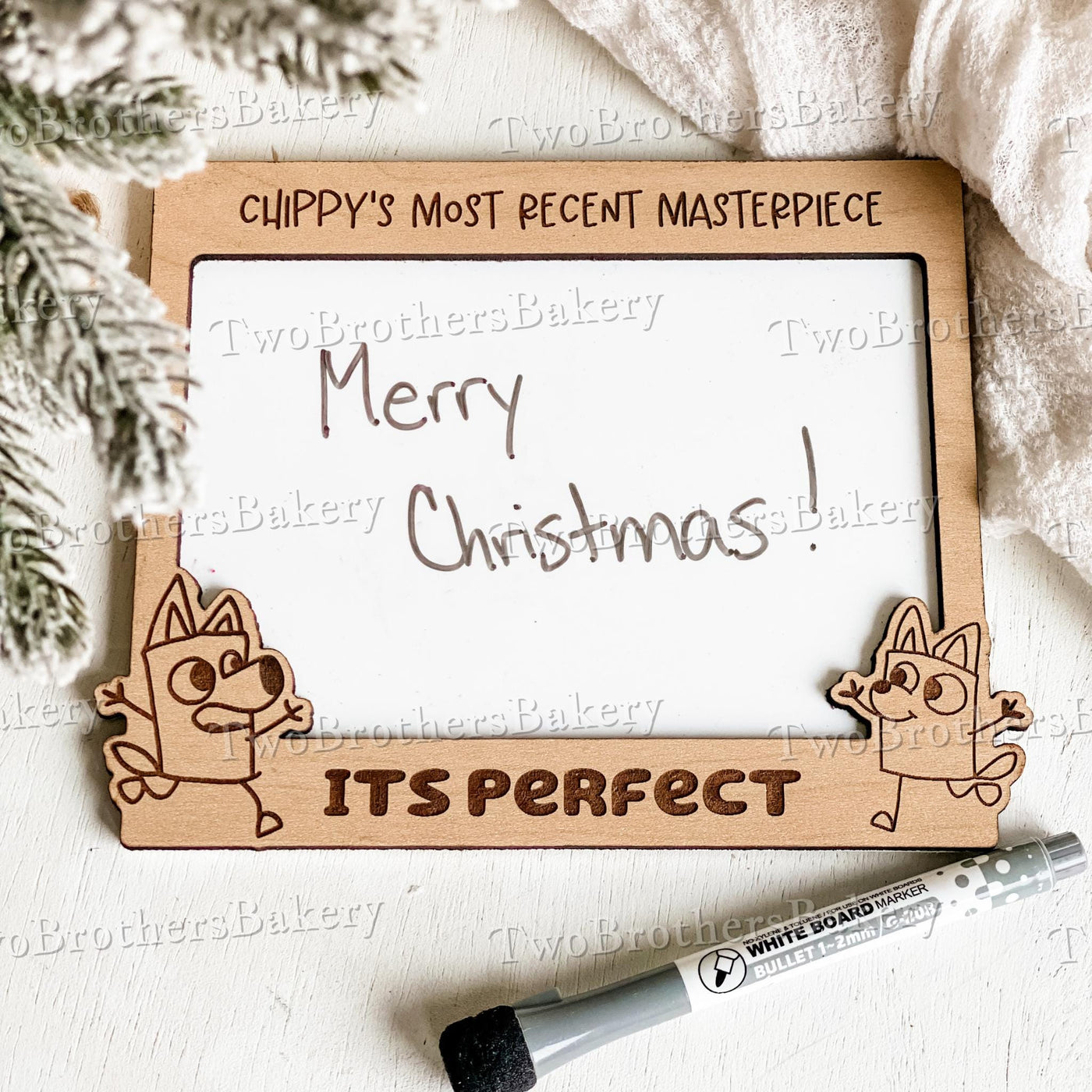 Personalized Kids Dry Erase Board - Bluey Inspired Reusable Art Display with Custom Name, Hanging or Magnetic Options, Artwork Showcase