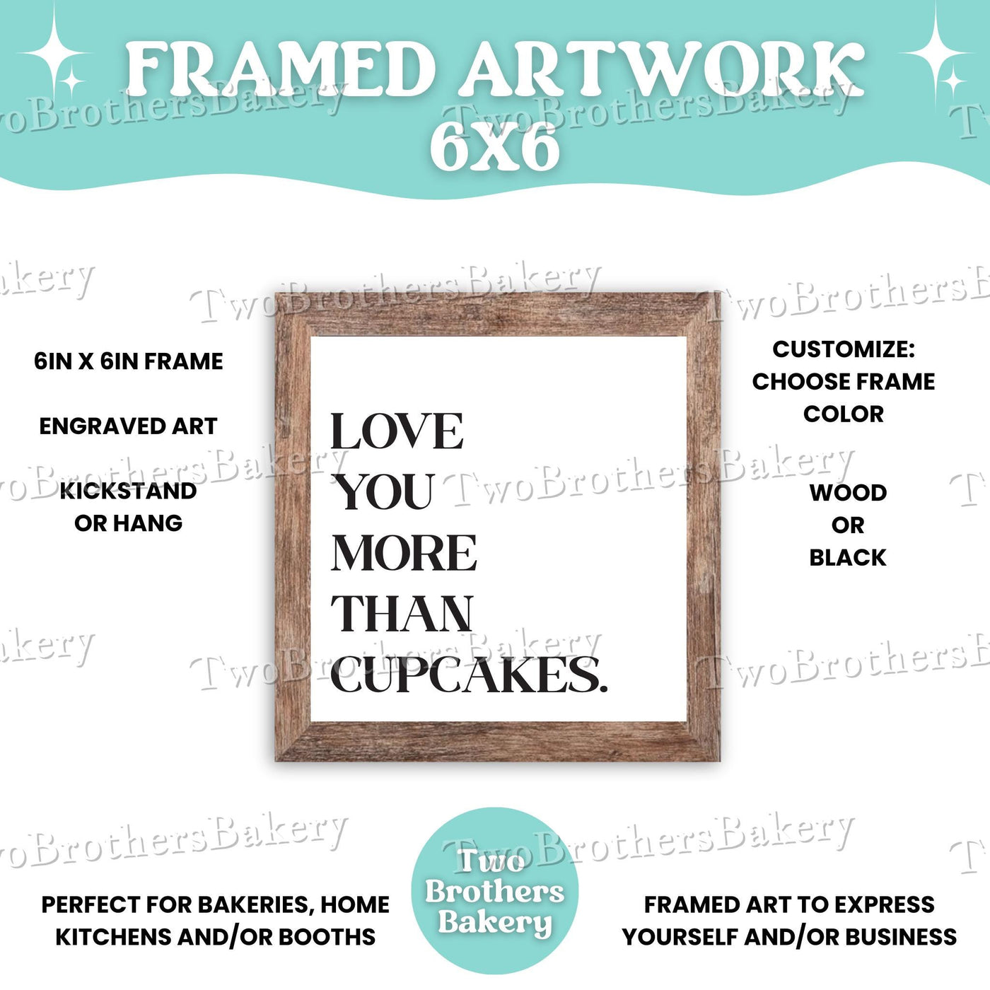 Love You More Than Macarons, Cupcakes, Cake, CakePops Framed Baking Sign, Kitchen Decor, Bakery Wall Art, Bakery Display, Gift for Bakers