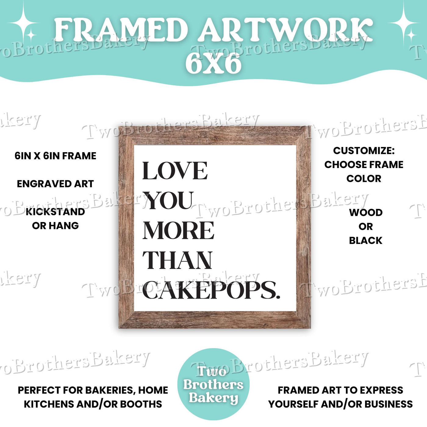 Love You More Than Macarons, Cupcakes, Cake, CakePops Framed Baking Sign, Kitchen Decor, Bakery Wall Art, Bakery Display, Gift for Bakers