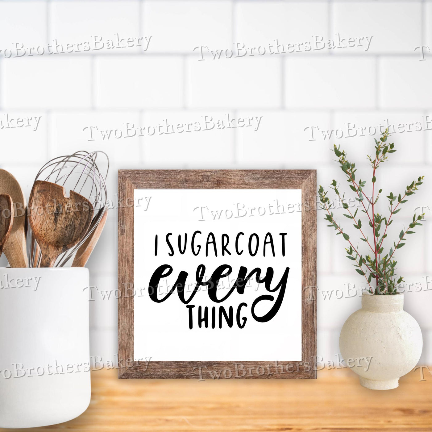 I Sugarcoat EVERY THING, Framed Baking Sign, Kitchen Decor, Bakery Wall Art, Fun Baking Gift, Home Bakery Display, Vendor Booth Decor
