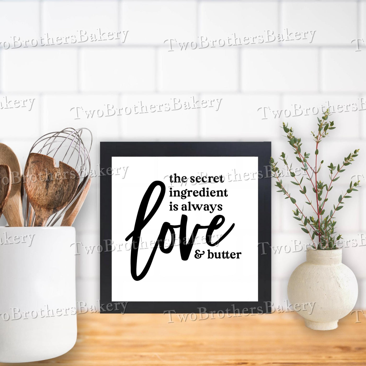 Secret Ingredient, Framed Baking Sign, Kitchen Decor, Bakery Wall Art, Inspirational Baking Gift, Home Bakery Display, Butter Art, Recipe