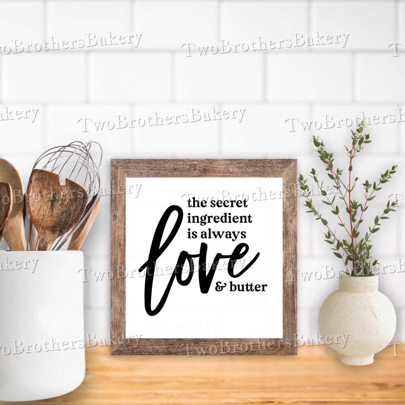 Secret Ingredient, Framed Baking Sign, Kitchen Decor, Bakery Wall Art, Inspirational Baking Gift, Home Bakery Display, Butter Art, Recipe