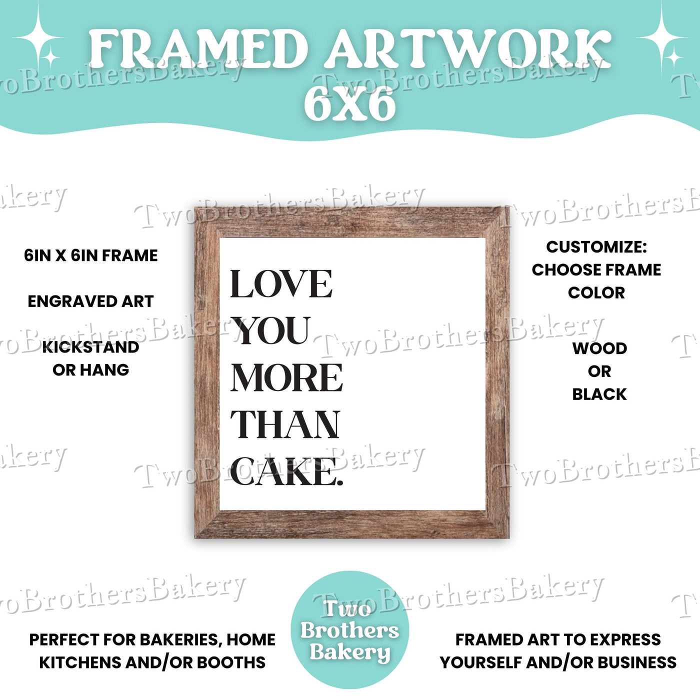 Love You More Than Macarons, Cupcakes, Cake, CakePops Framed Baking Sign, Kitchen Decor, Bakery Wall Art, Bakery Display, Gift for Bakers