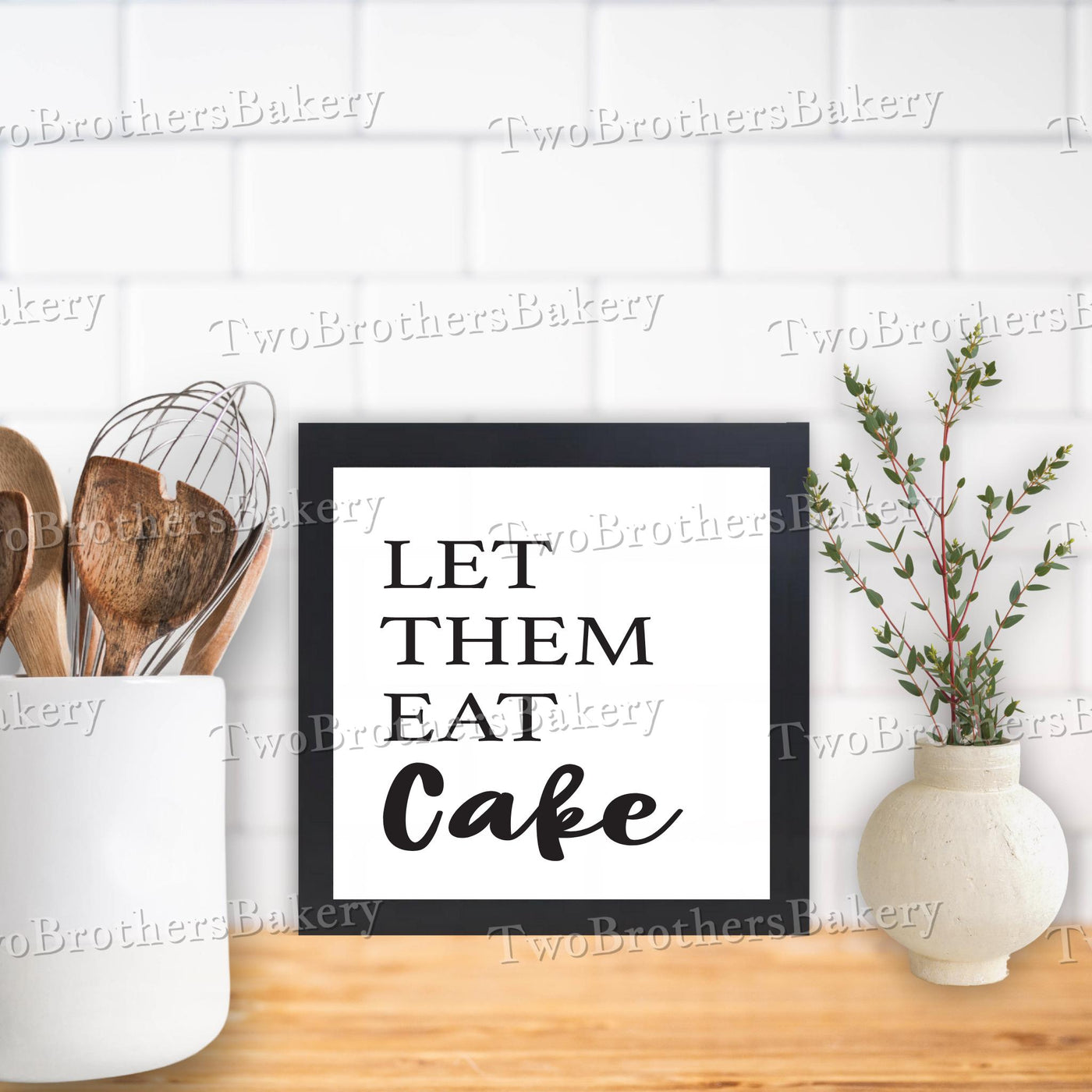 Let Them Eat Cake, Framed Baking Sign, Kitchen Decor, Bakery Wall Art, Rustic Cake Lover Gift, Home Bakery Display, Vendor Booth Decor