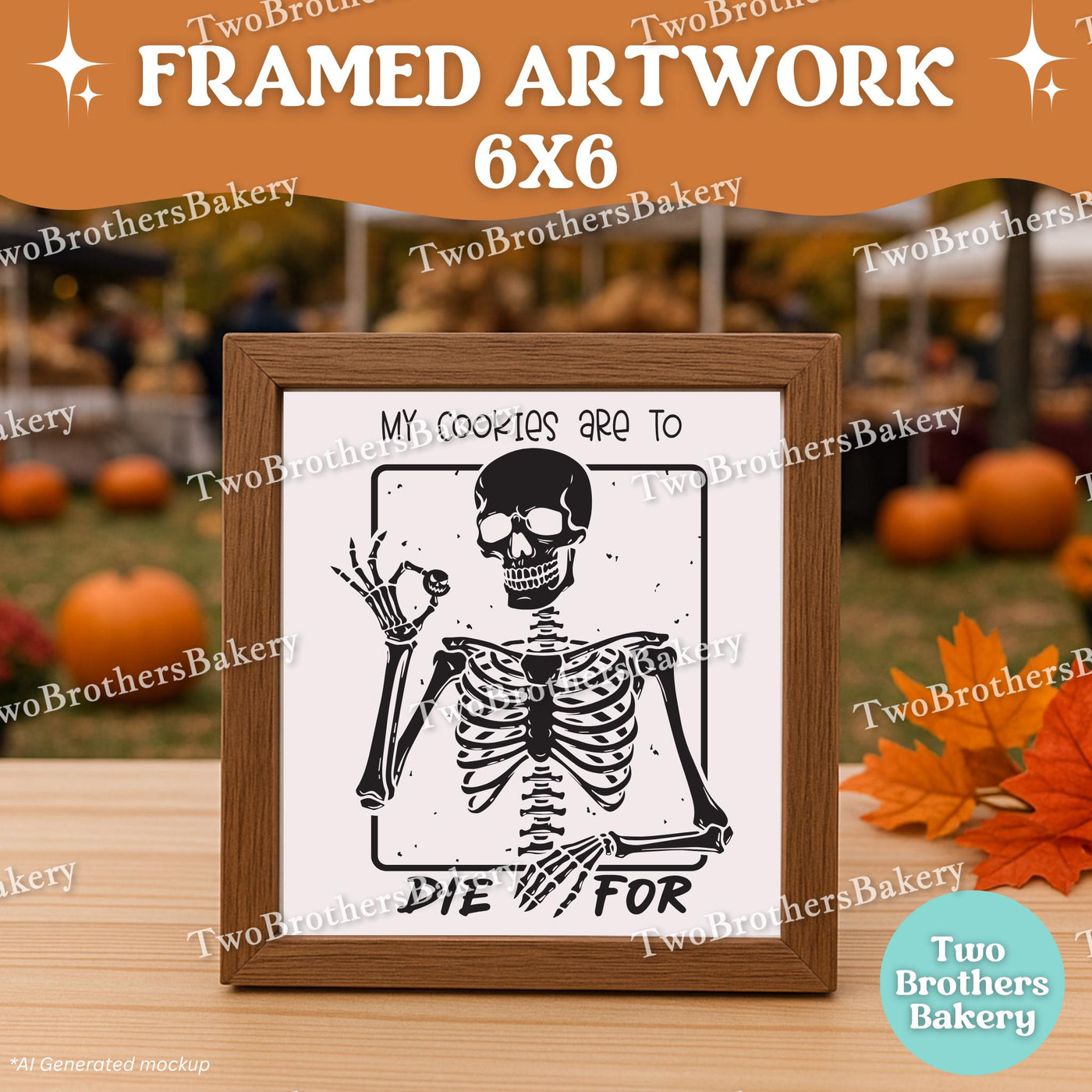 To Die For Cookie Sign, 6x6 Halloween Kitchen Decor for Bakers, Fall Framed Art, Spooky Baking Market Display, Cottage Bakery Decor, Cookier