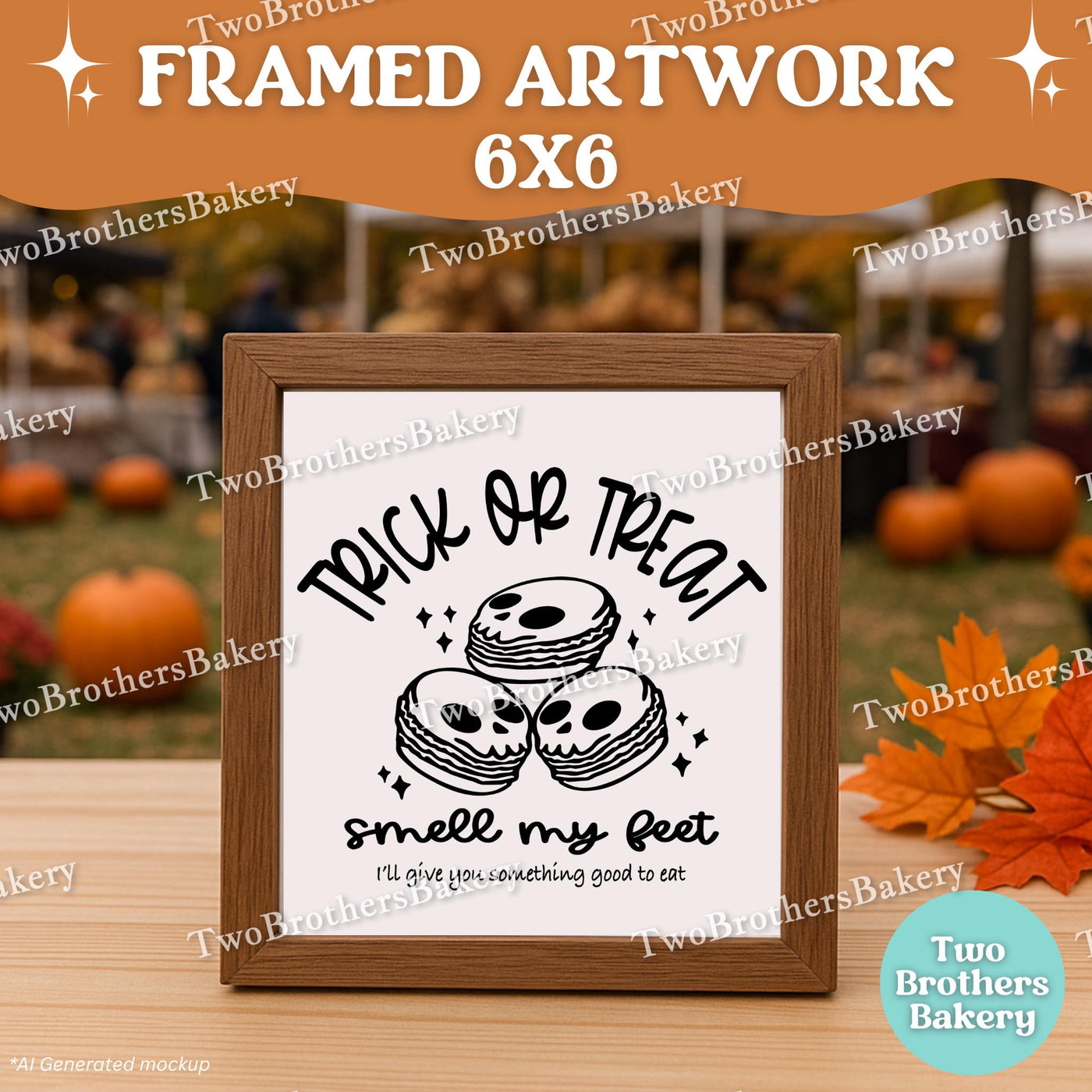 Trick or Treat Bakery Sign, Halloween Kitchen Decor, Spooky Baking Art, Framed Halloween Sign, Cottage Bakery Decor, Macaron Art Decor