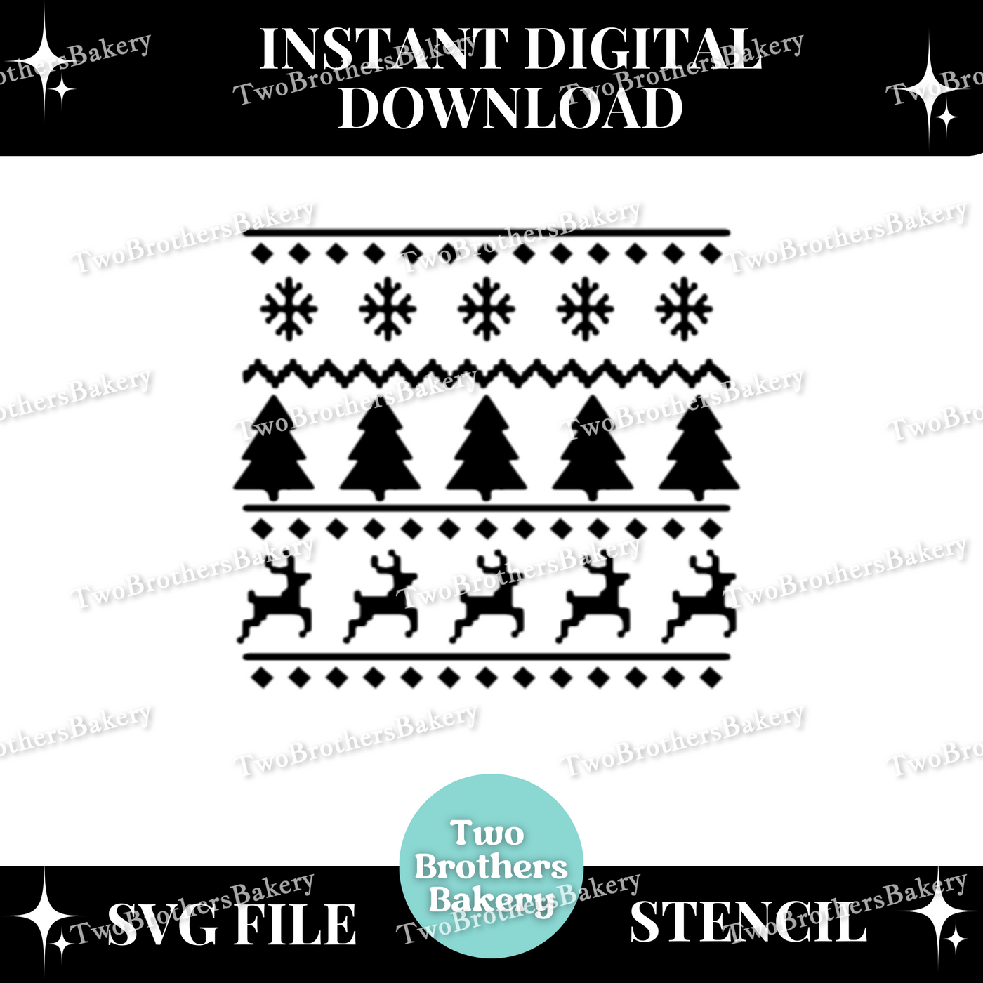 Reindeer Ugly Sweater Pattern SVG (Stencil)
