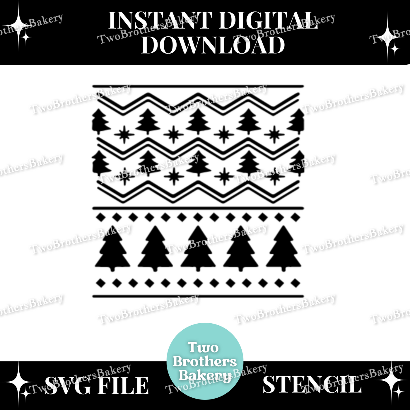 Christmas Trees Ugly Sweater Pattern SVG (Stencil)