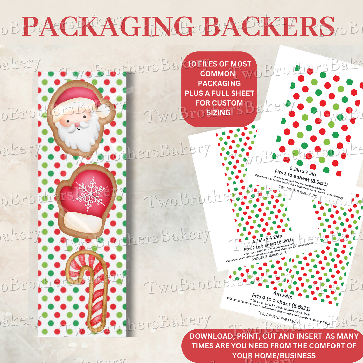 Traditional Xmas Polka Dots- Christmas Backer