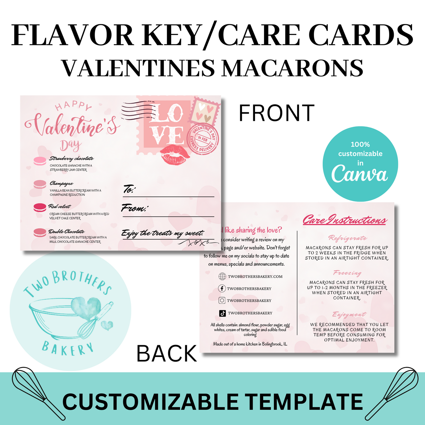 Valentine Postcard Macaron Flavor Key Card