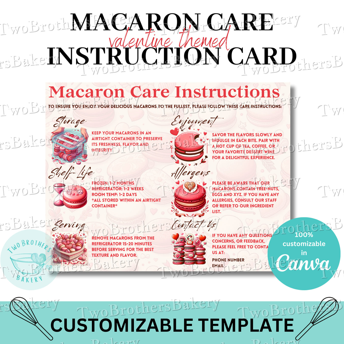 Valentines Macaron Care Card