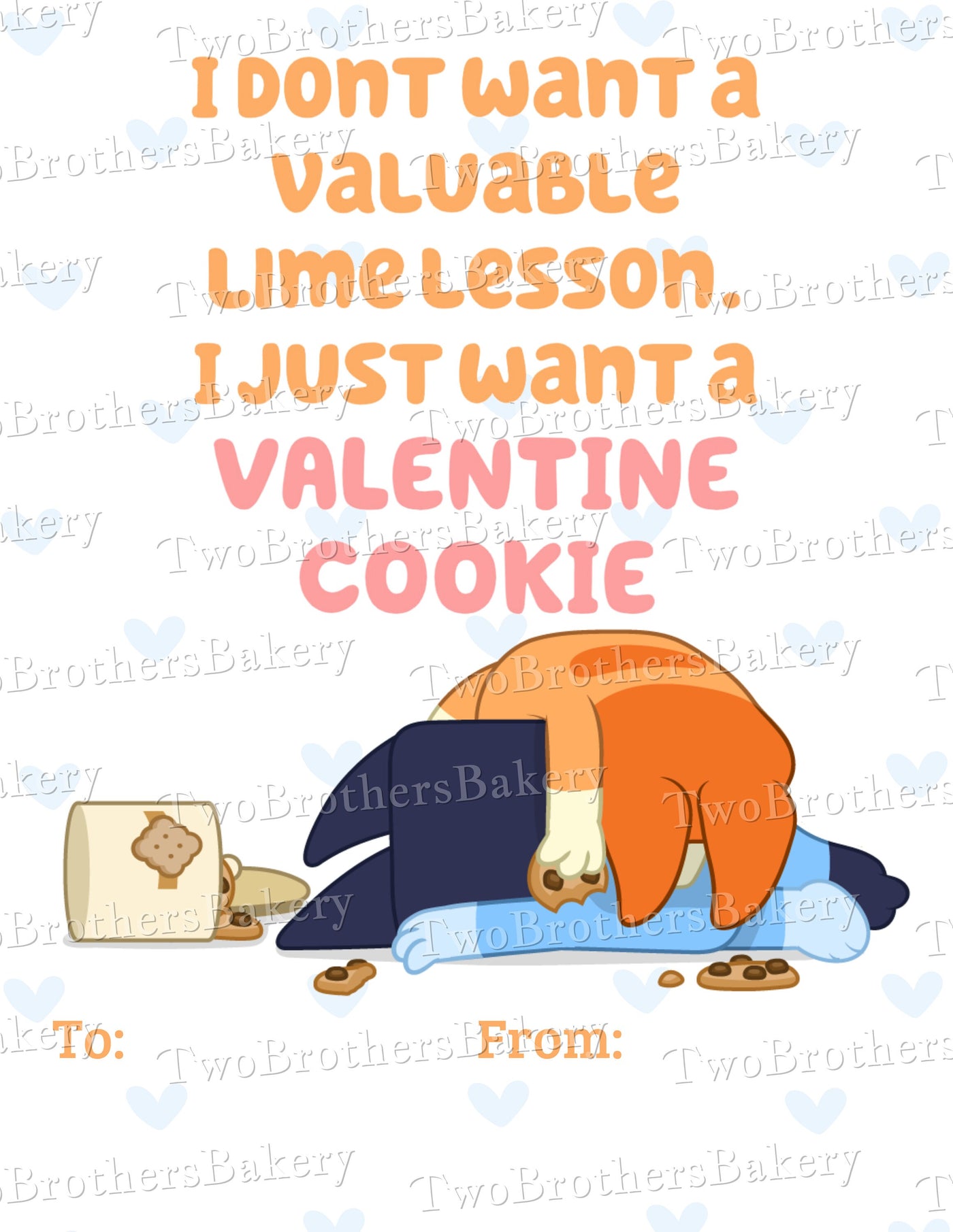 Bluey Valentine Cookie Cards