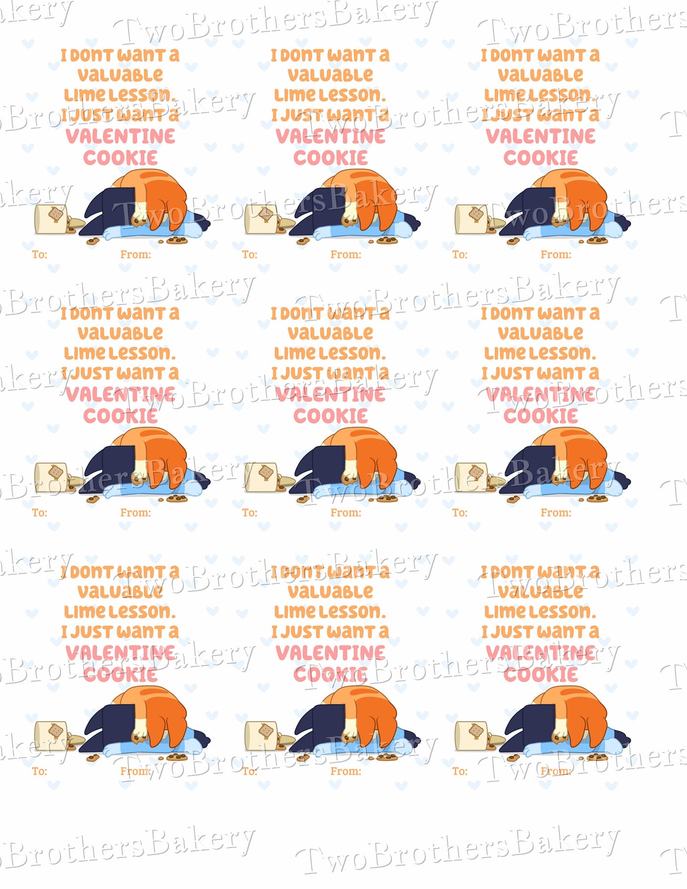 Bluey Valentine Cookie Cards