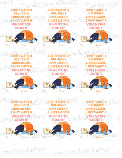 Bluey Valentine Cookie Cards