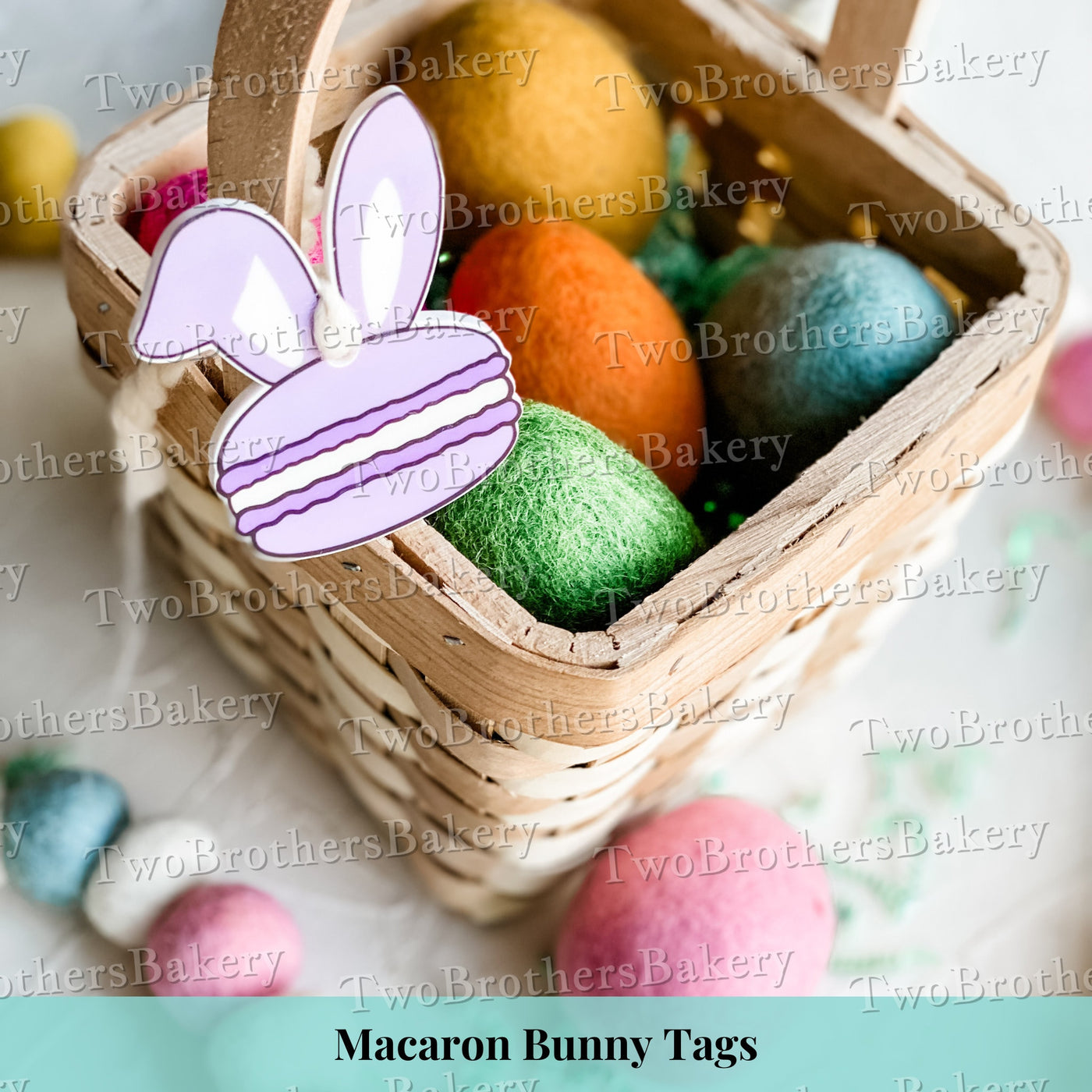 Personalized Macaron Bunny Basket Tags