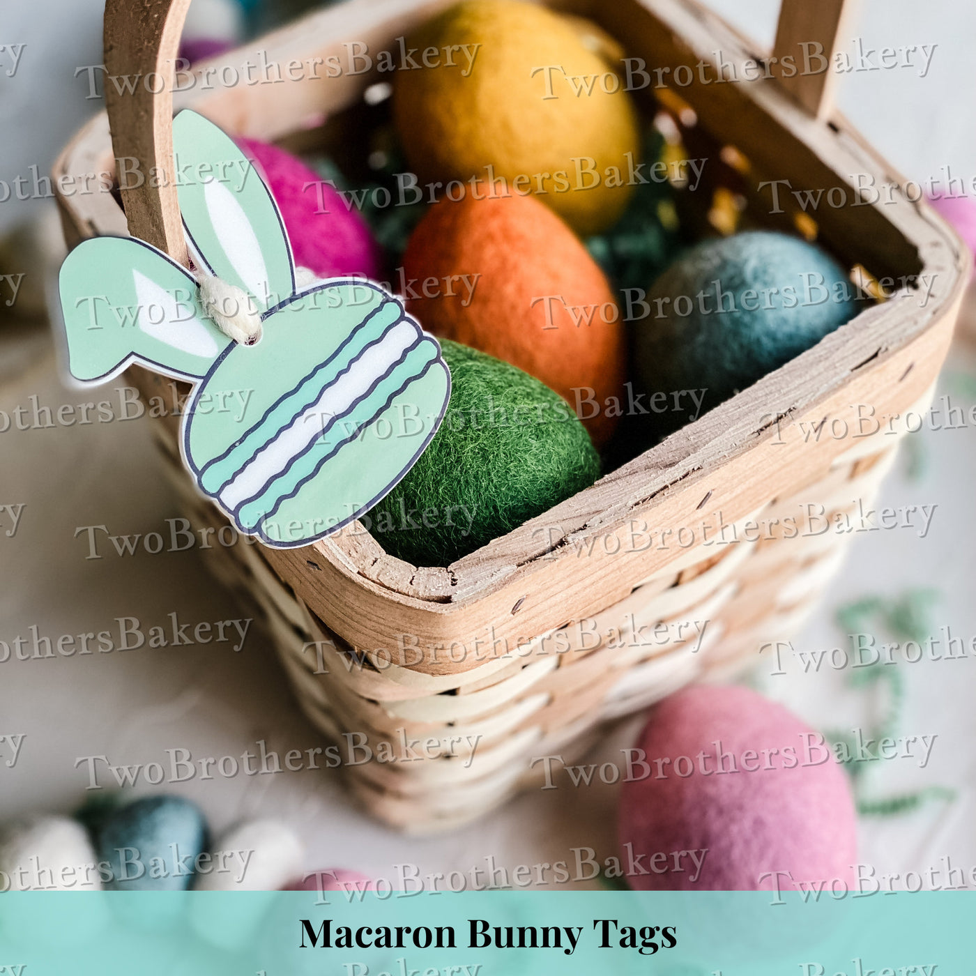 Personalized Macaron Bunny Basket Tags