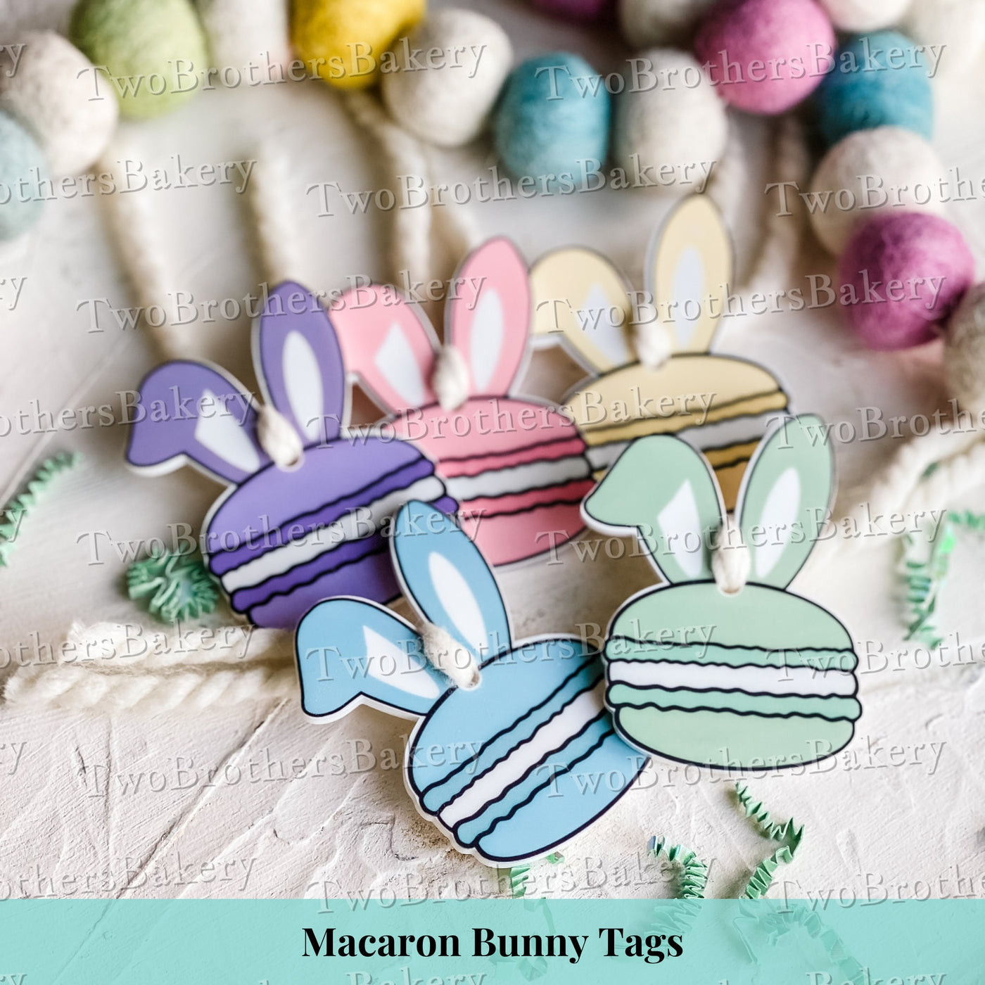 Personalized Macaron Bunny Basket Tags