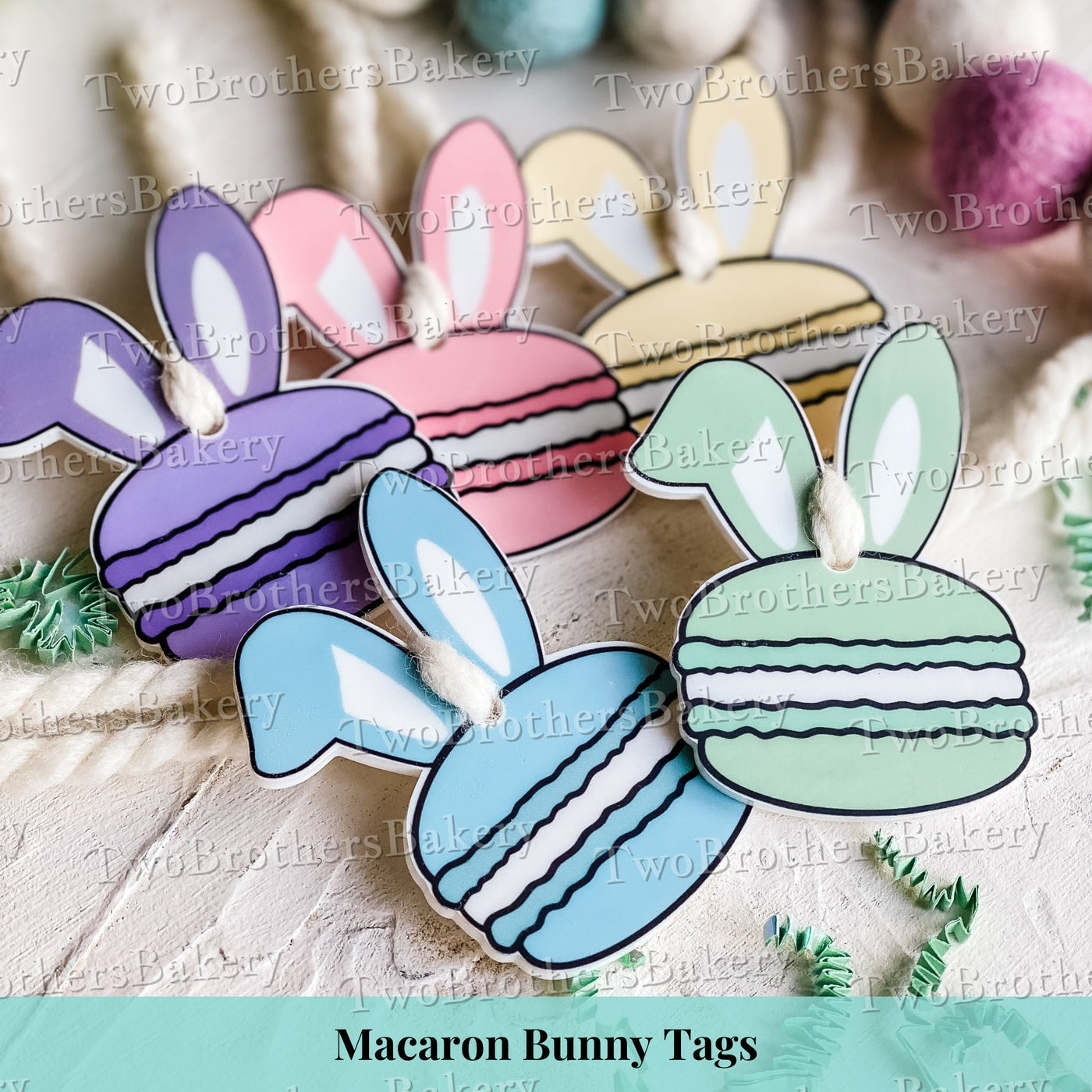 Personalized Macaron Bunny Basket Tags