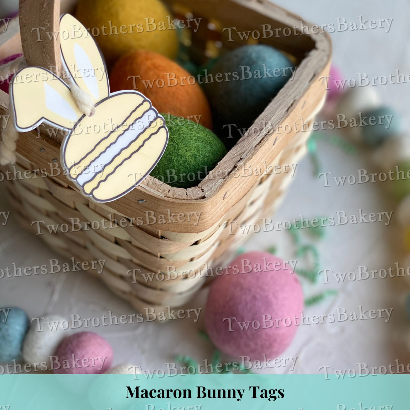 Personalized Macaron Bunny Basket Tags